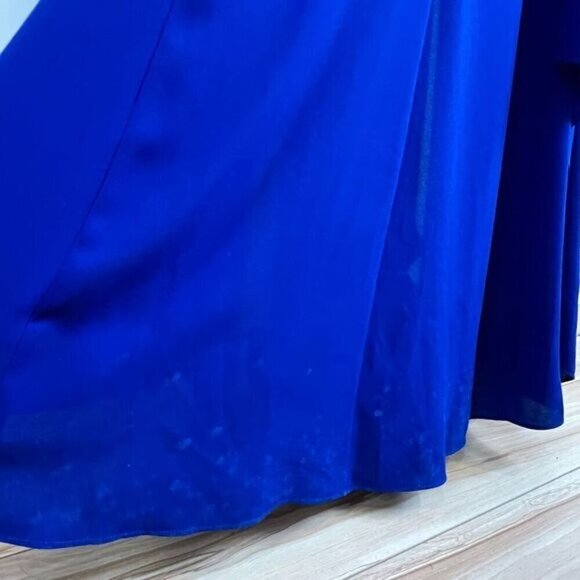 BCBG Maxazria Size 0 Blue Cutout Formal Wear Maxi Dress Gown Ruffled Swifty - Picture 8 of 15